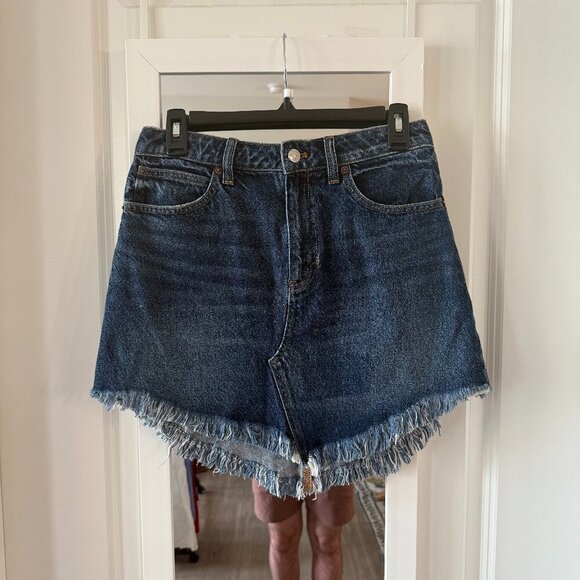 We The Free Denim Skirt Size 26 Color Blue Raw Hem - Picture 1 of 4